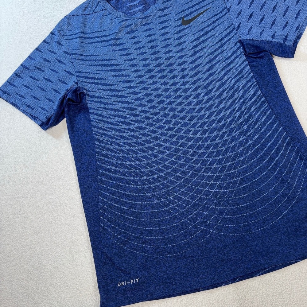 Nike Ultimate Dry Shirt Men's S Blue Geometric Dri-Fit Stretch Gym Training Top - Picture 5 of 15